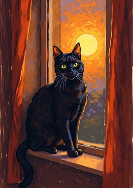 Black Cat at Sunset
