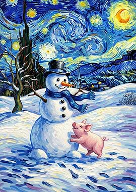 Starry Night Snowman