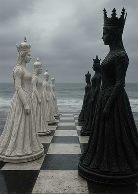 Chess Queens by the Sea