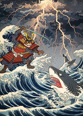 Samurai Cat vs Shark Storm