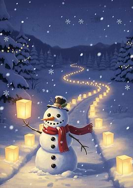 Snowman Winter Landscape