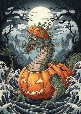 Dragon Pumpkin Halloween Fantasy