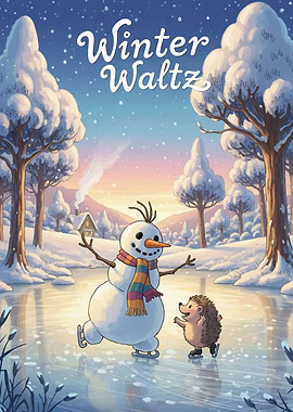Winter Waltz: Snowman and Hedgehog Skating