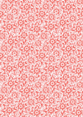 Floral Pattern in Coral and White