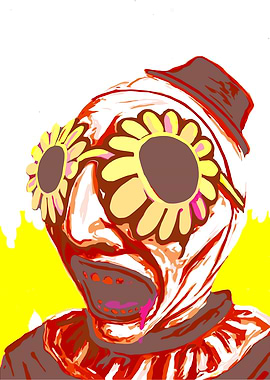 Creepy Clown with Sunflower Eyes