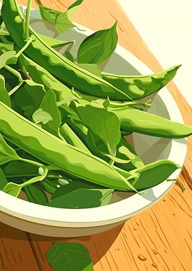 Green Beans in Bowl Illustration