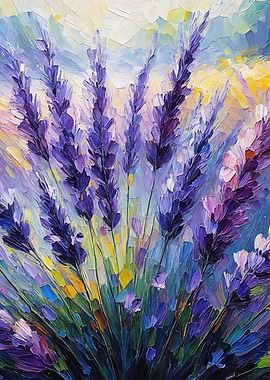 Lavender Field Impasto Painting