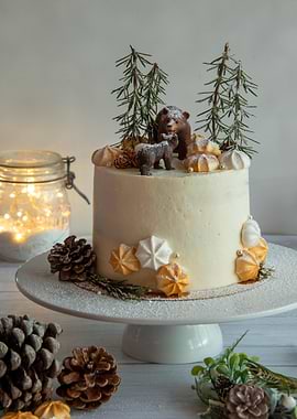 Winter Forest Cake with Bears