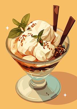 Delicious Ice Cream Sundae Illustration