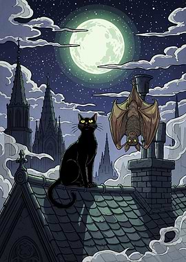 Cat and Bat Rooftop