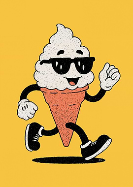 Cartoon Ice Cream Cone Character Running