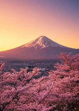Mount Fuji with Cherry Blossoms