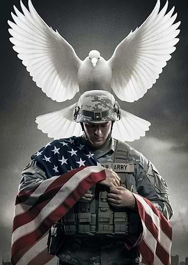 Soldier American Flag Dove