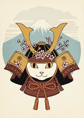 Samurai Cat Mount Fuji