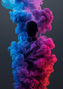 Abstract Figure with Colorful Smoke