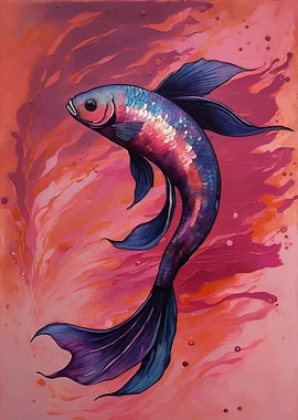 Colorful Betta Fish Painting
