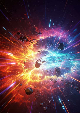 Cosmic Asteroid Field with Light Streaks