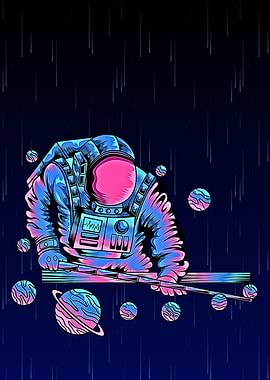 Astronaut Playing Pool in Space