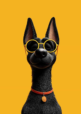 Cartoon Dog with Sunglasses Portrait