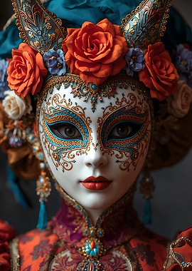 Venetian Mask with Floral Crown
