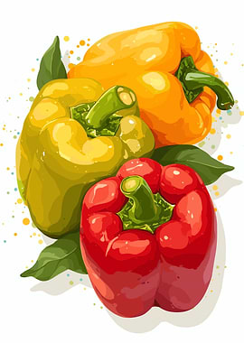 Colorful Bell Peppers Illustration