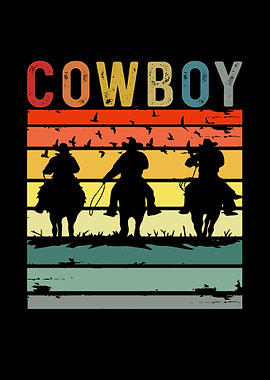 Vintage Cowboy Silhouette Art