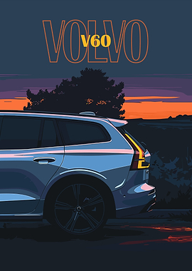 Volvo V60 car at sunset