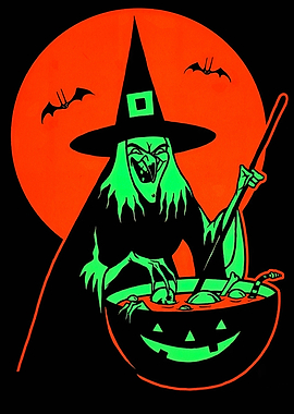 Halloween Witch Brewing Potion Illustration