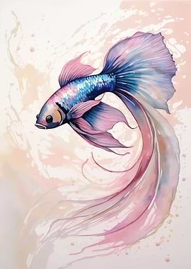 Watercolor Betta Fish Illustration
