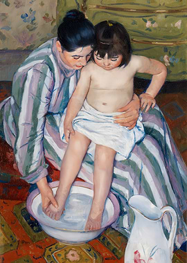 Mother and Child Bathing Painting,Mary Cassatt