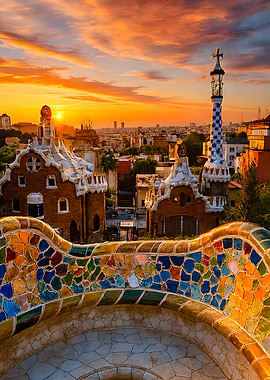 Park Güell at Sunset, Barcelona