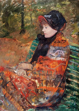 Woman Seated on a Bench Painting,Mary Cassatt