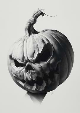 Monochrome Jack-o'-lantern Drawing