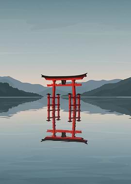 Japanese Torii Gate Reflection