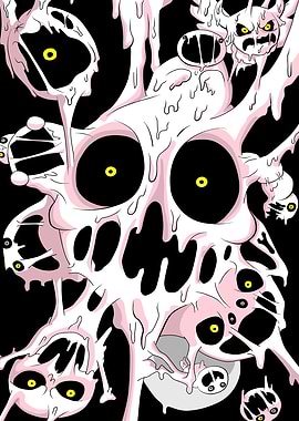 Melting Skull with Yellow Eyes
