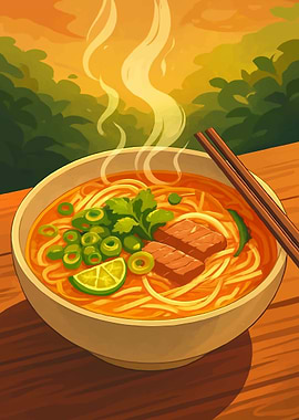 steaming bowl of pho