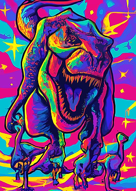 Colorful Tyrannosaurus Rex Digital Art