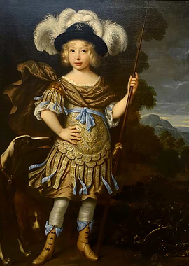 Portrait of a Young Boy with Dog