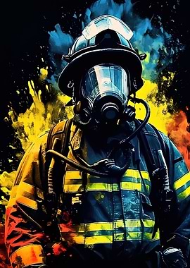 Firefighter Portrait Abstract