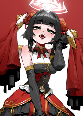 Anime Vampire Girl in Red Dress