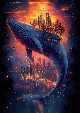 Whale Cityscape Fantasy