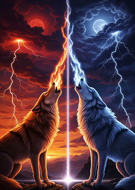 Elemental Wolves Howling at the Sky