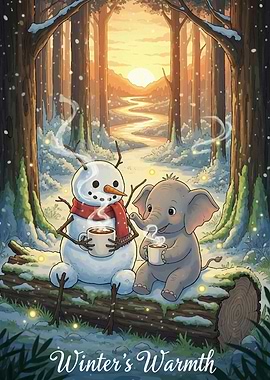 Winter's Warmth: Snowman and Elephant