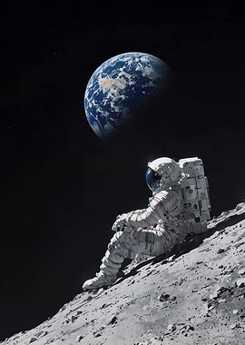 Astronaut Sitting on the Moon