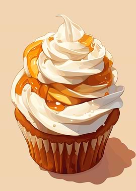 Cupcake with Caramel and Cream