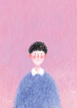 Illustration of a person on pink background