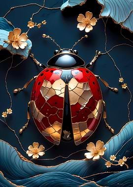 Ladybug Kintsugi Art