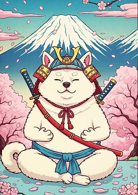 Samurai Shiba Inu Mount Fuji