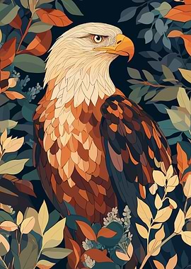 Eagle Portrait in Foliage