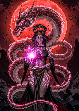 Dragon, Woman, and Crystal Ball